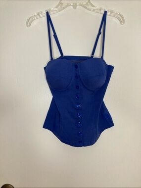 Narichii Bustier Button-Front Camisole Royal Blue L